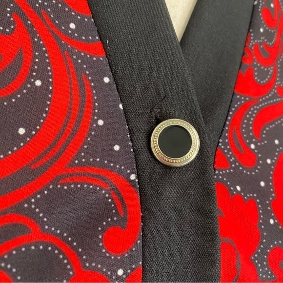 Blair 2 Piece Jacket Skirt Black Red Silver Floral Abstract Career Evening SZ 6P - Picture 5 of 12